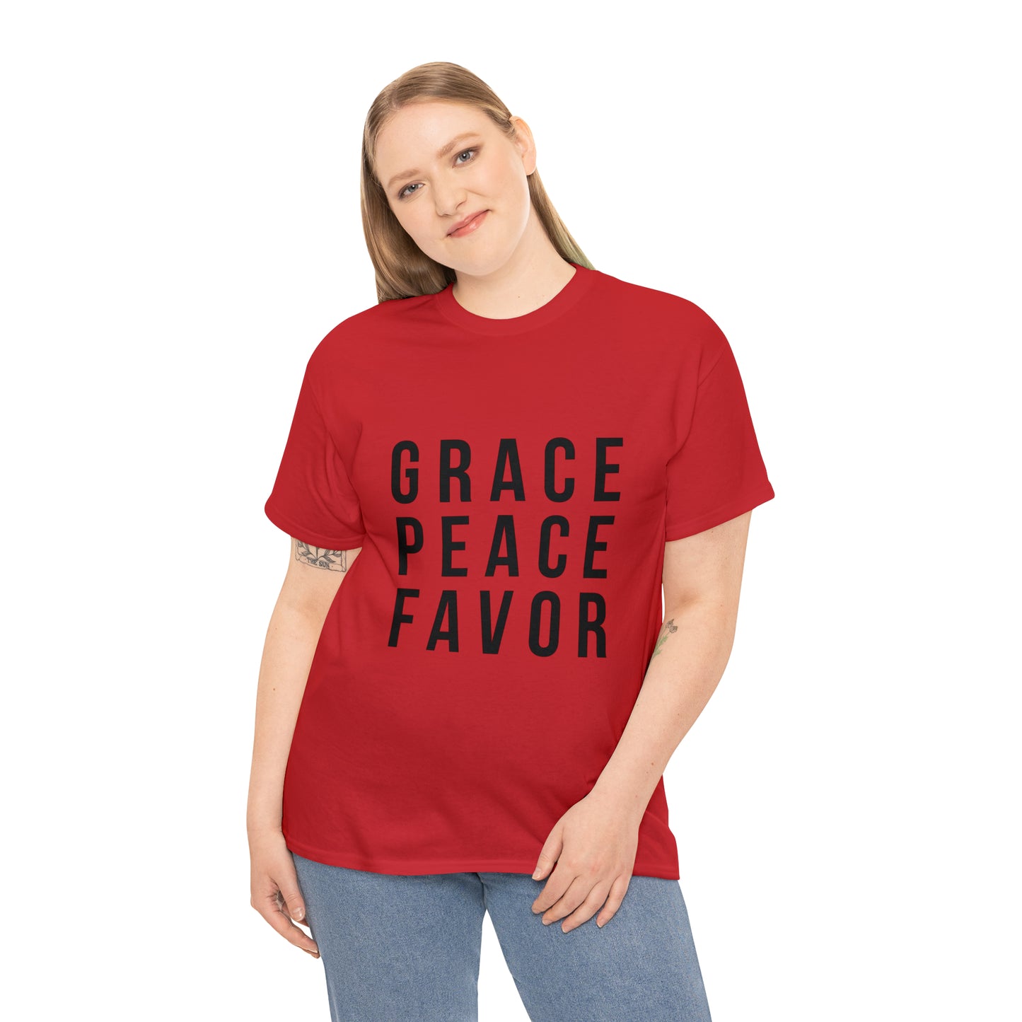 “The Inspire Wear” Unisex Heavy Cotton Tee Black on Red