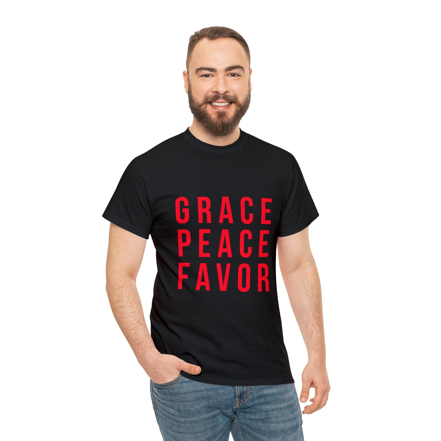 “The Inspire Wear” Unisex Heavy Cotton Tee Red on Black”