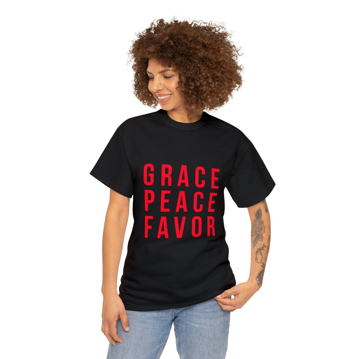 “The Inspire Wear” Unisex Heavy Cotton Tee Red on Black”