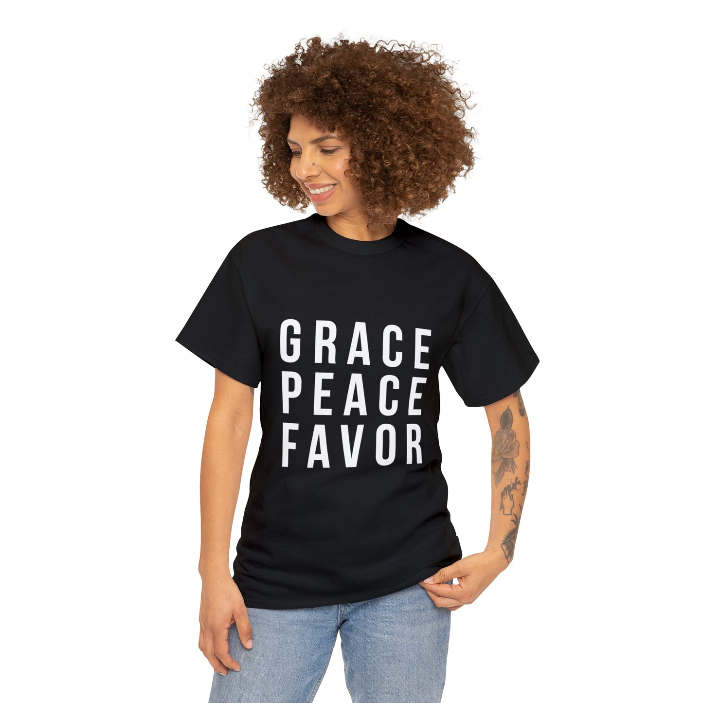 “The Inspire Wear” Unisex Heavy Cotton Tee White on Black