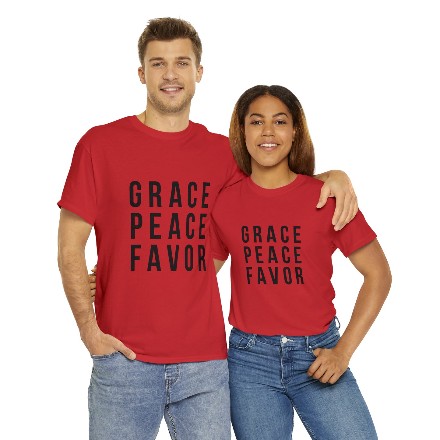 “The Inspire Wear” Unisex Heavy Cotton Tee Black on Red