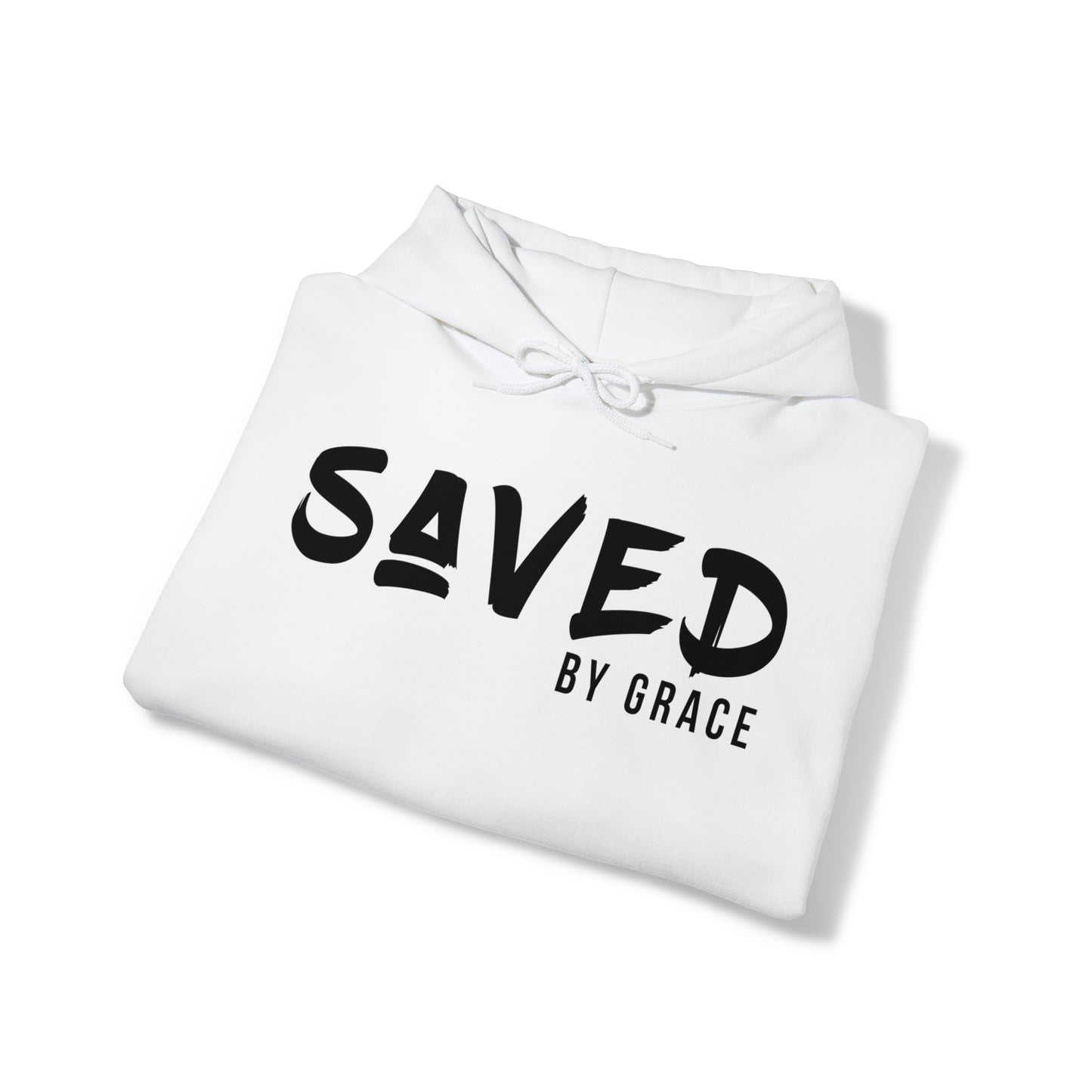 "The Inspire Wear" Hooded Sweatshirt Saved by Grace Black on White