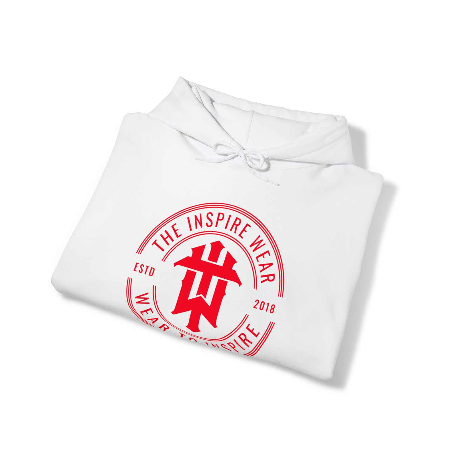 "The Inspire Wear" Hooded Sweatshirt Signature Red on White