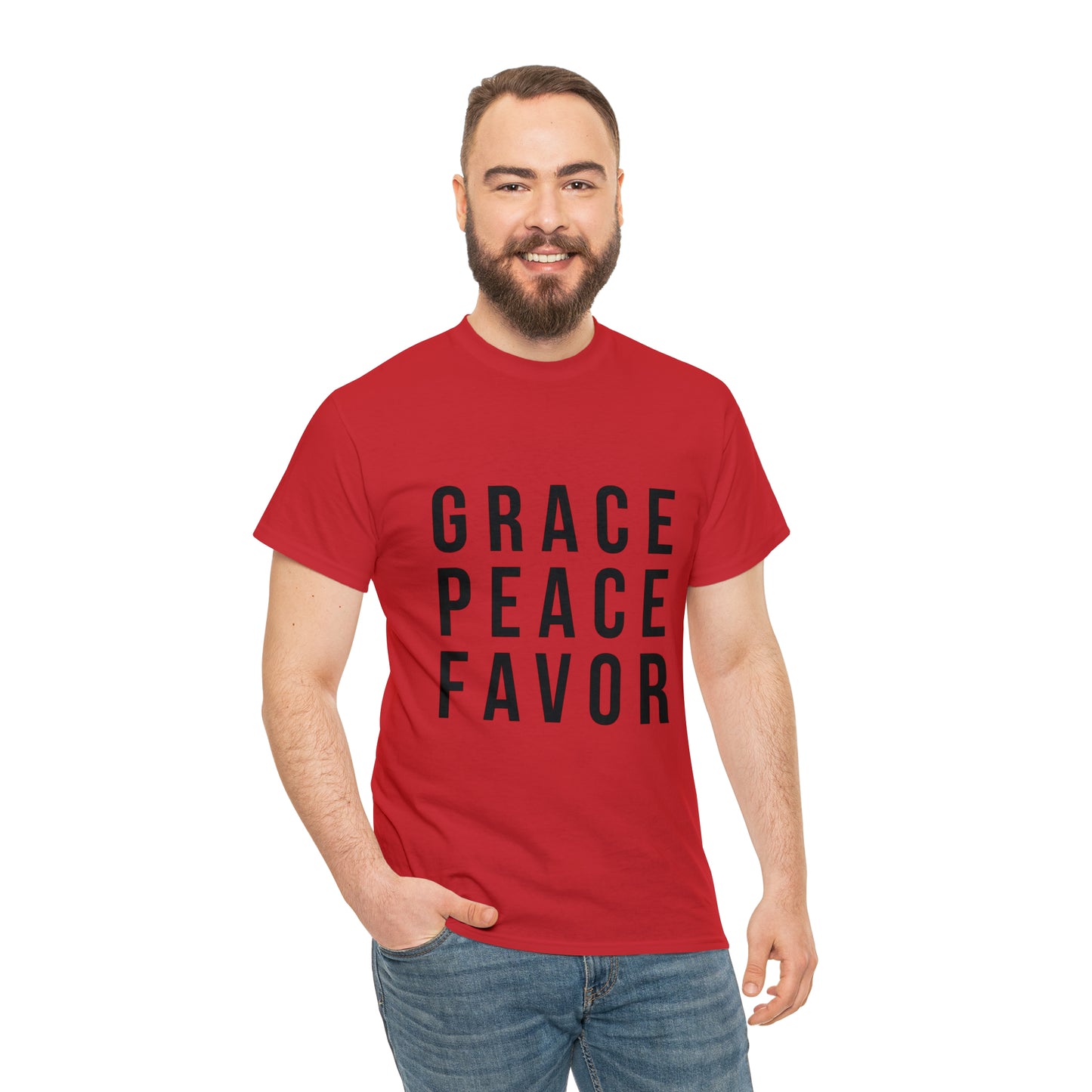 “The Inspire Wear” Unisex Heavy Cotton Tee Black on Red