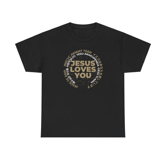 "The Inspire Wear" T-Shirt Jesus Loves You Multilanguage "Black"