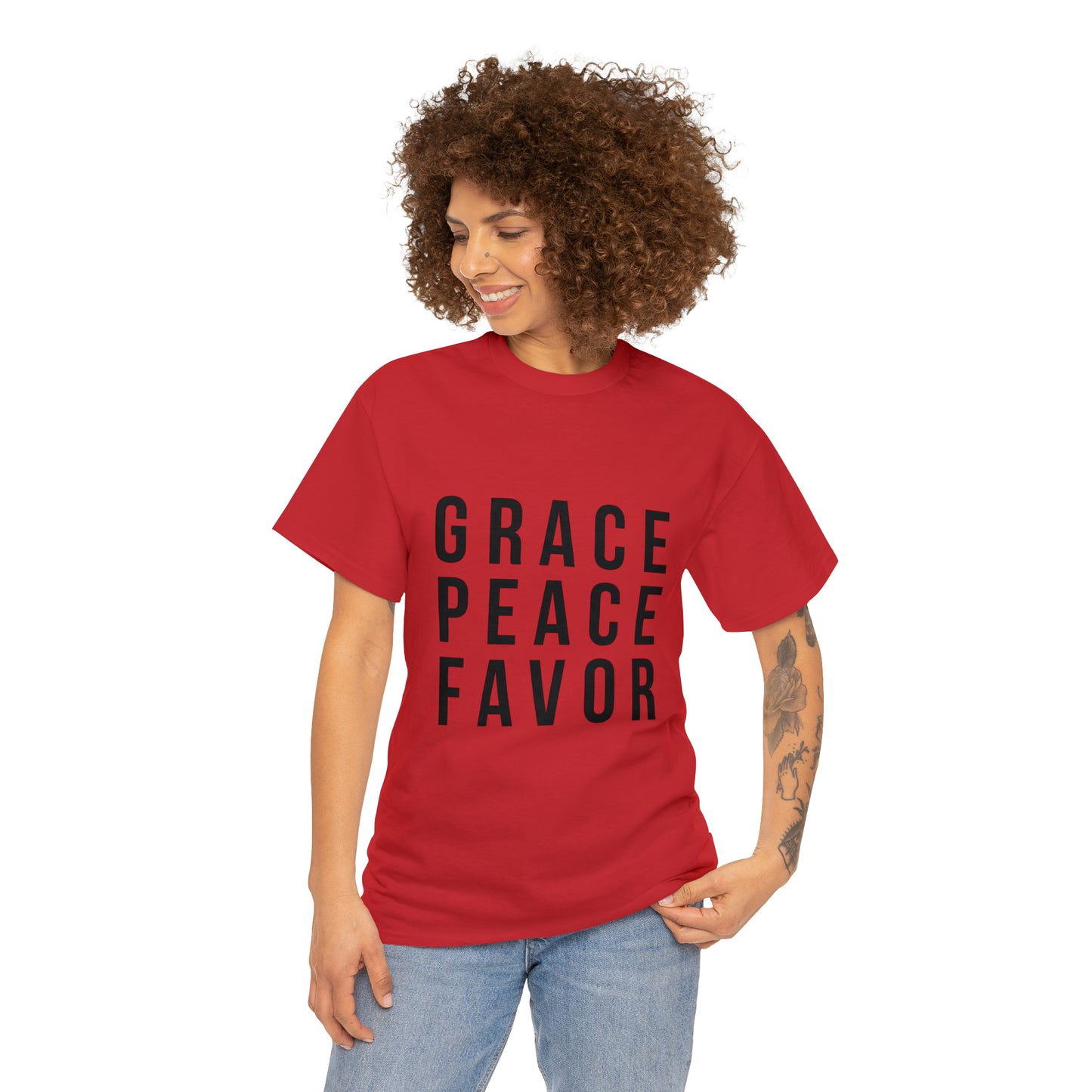“The Inspire Wear” Unisex Heavy Cotton Tee Black on Red