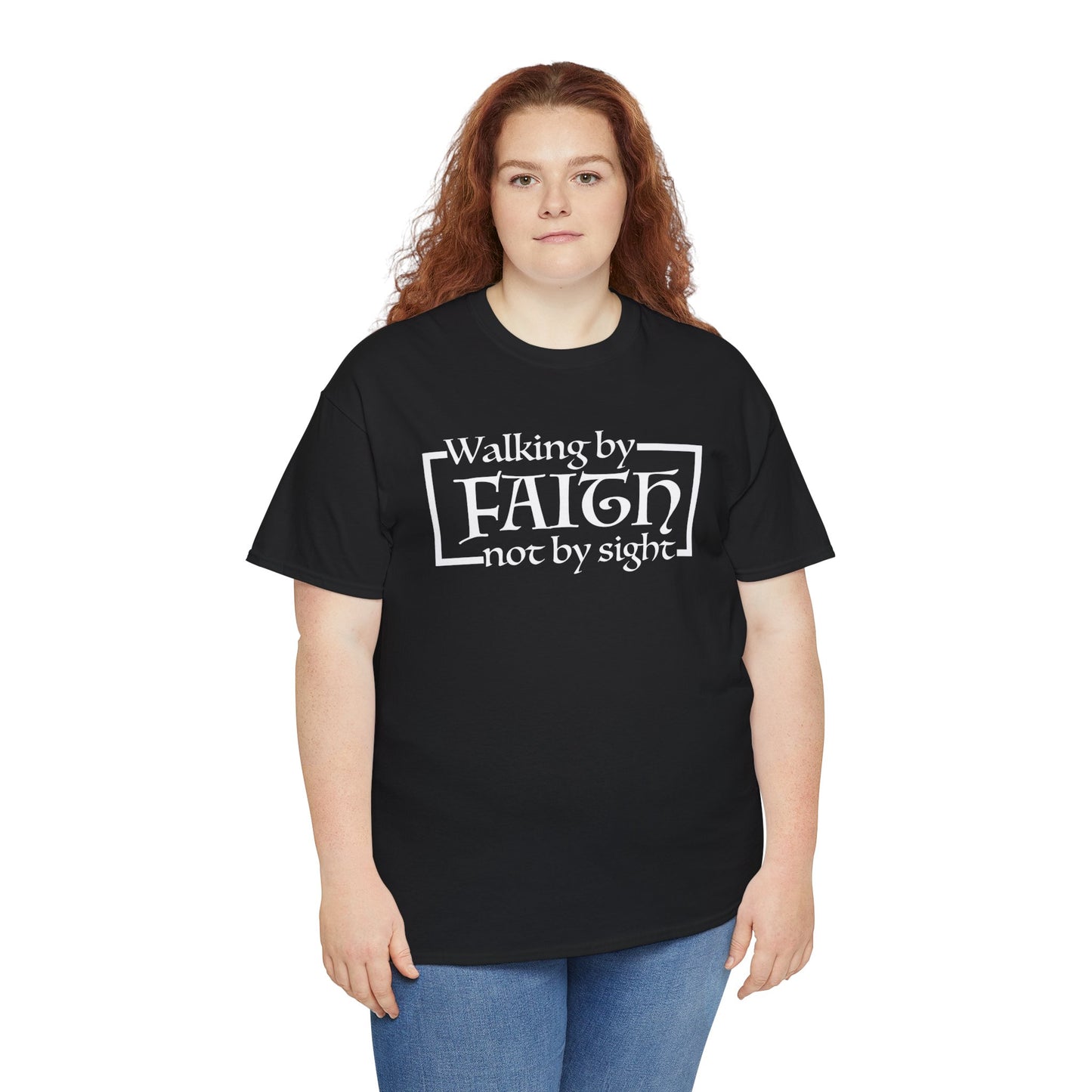 “The Inspire Wear” Unisex Heavy Cotton Tee Walking by Faith”