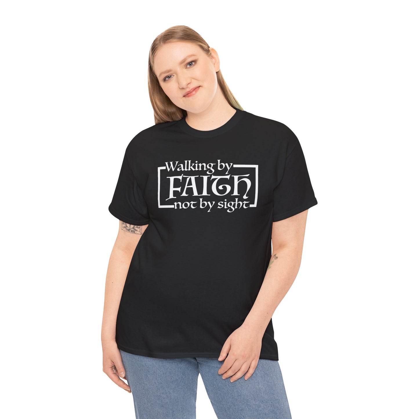 “The Inspire Wear” Unisex Heavy Cotton Tee Walking by Faith”