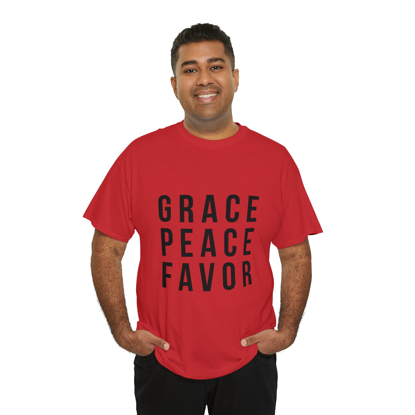 “The Inspire Wear” Unisex Heavy Cotton Tee Black on Red