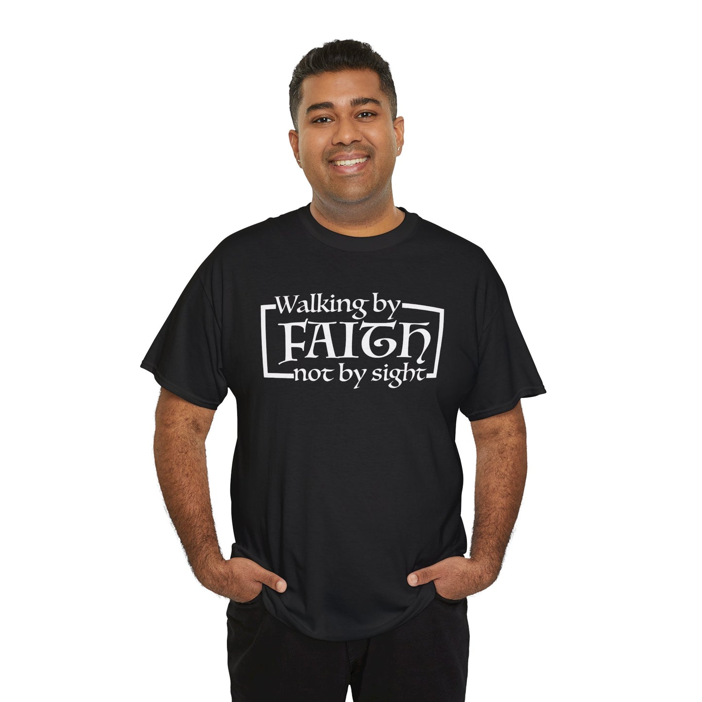 “The Inspire Wear” Unisex Heavy Cotton Tee Walking by Faith”