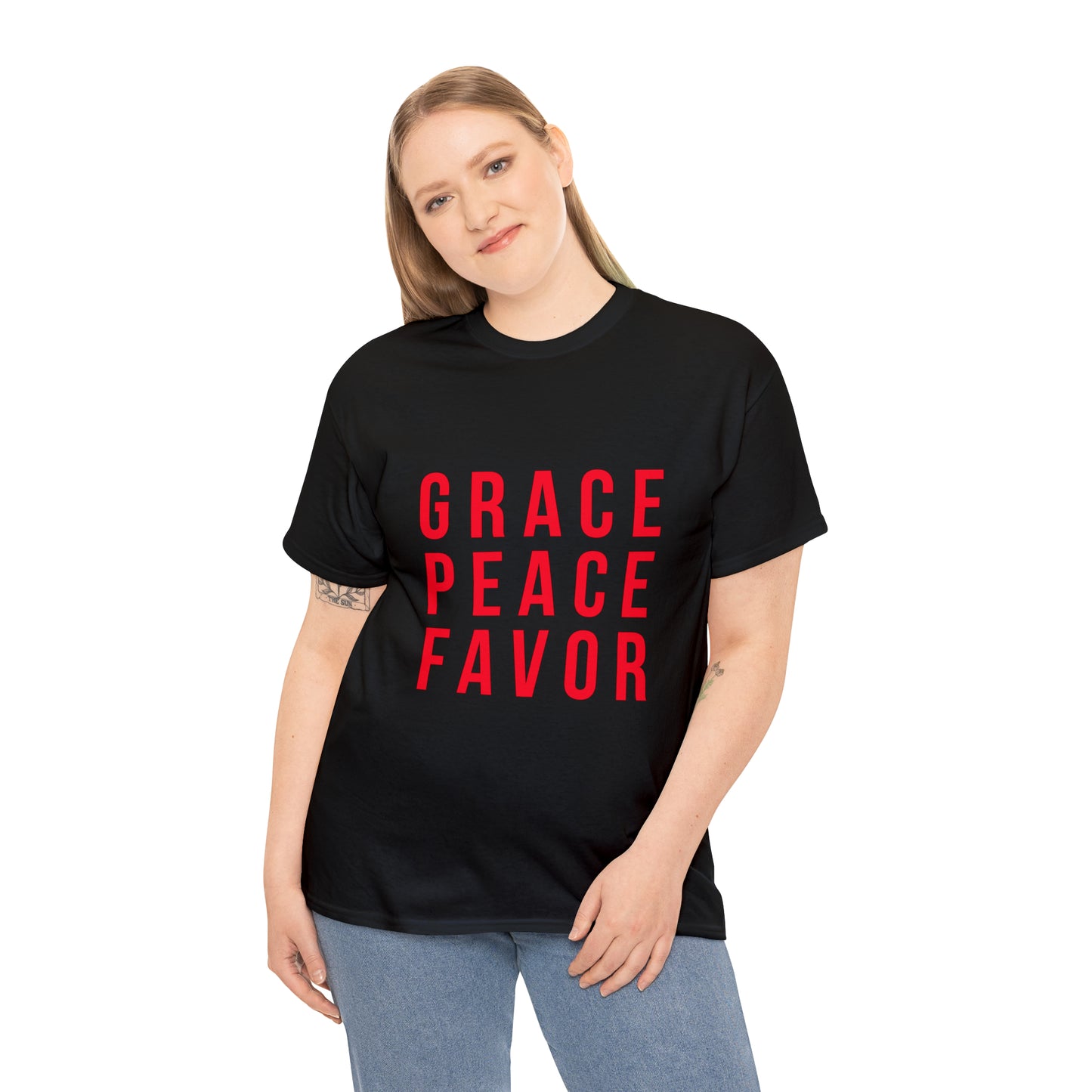 “The Inspire Wear” Unisex Heavy Cotton Tee Red on Black”