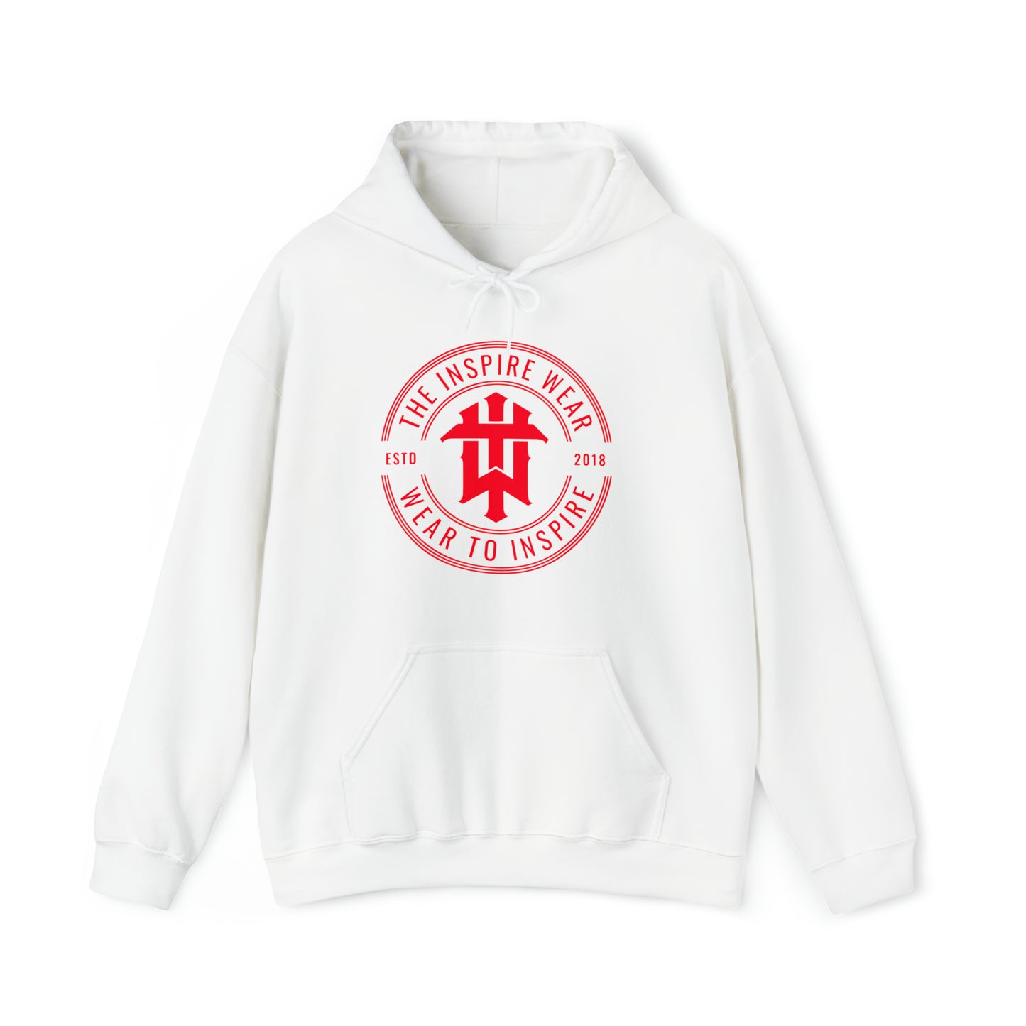 "The Inspire Wear" Hooded Sweatshirt Signature Red on White