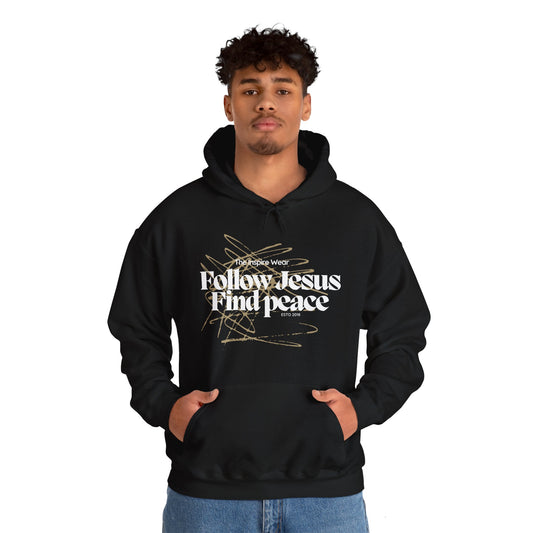 "The Inspire Wear" Hooded Sweatshirt Follow Jesus Find Peace "Black"