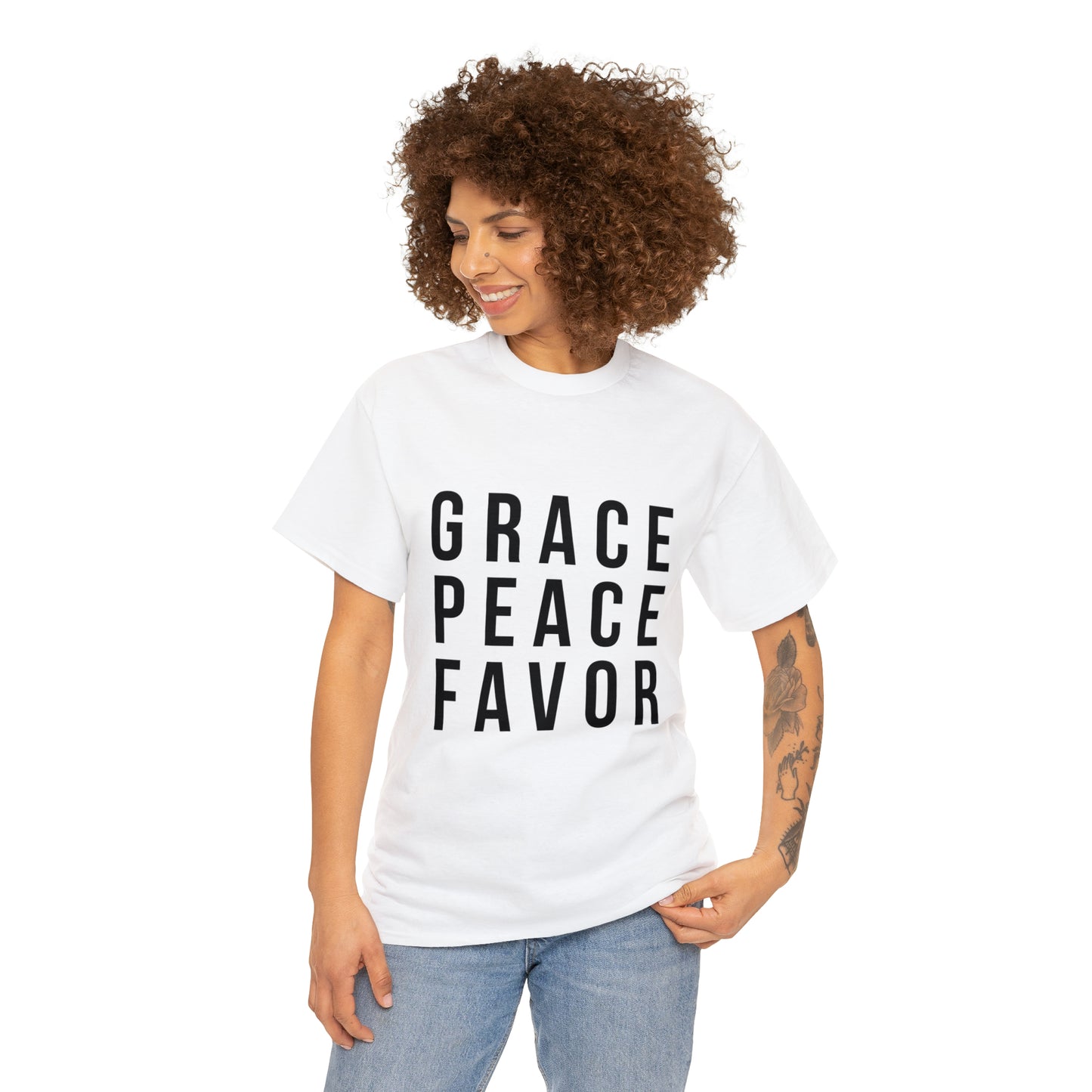 “The Inspire Wear” Unisex Heavy Cotton Tee Black on White