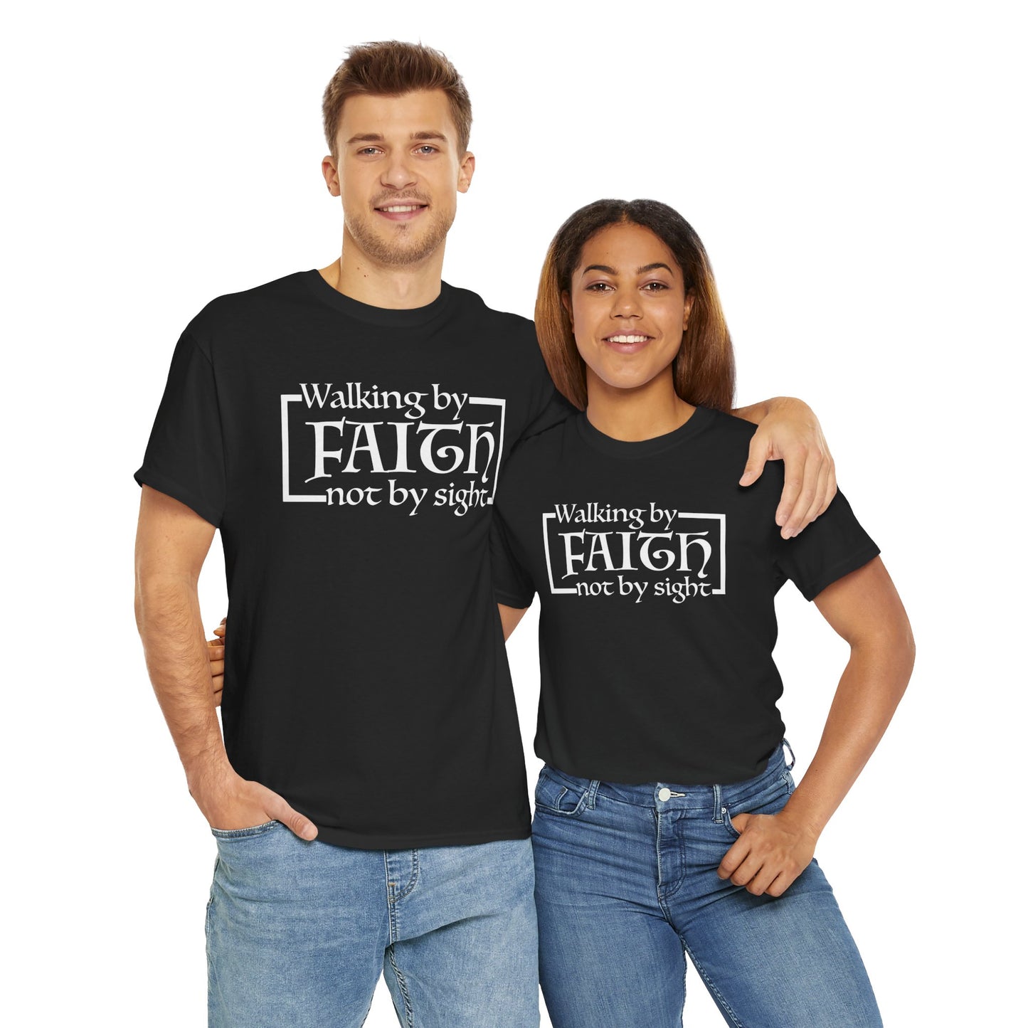“The Inspire Wear” Unisex Heavy Cotton Tee Walking by Faith”