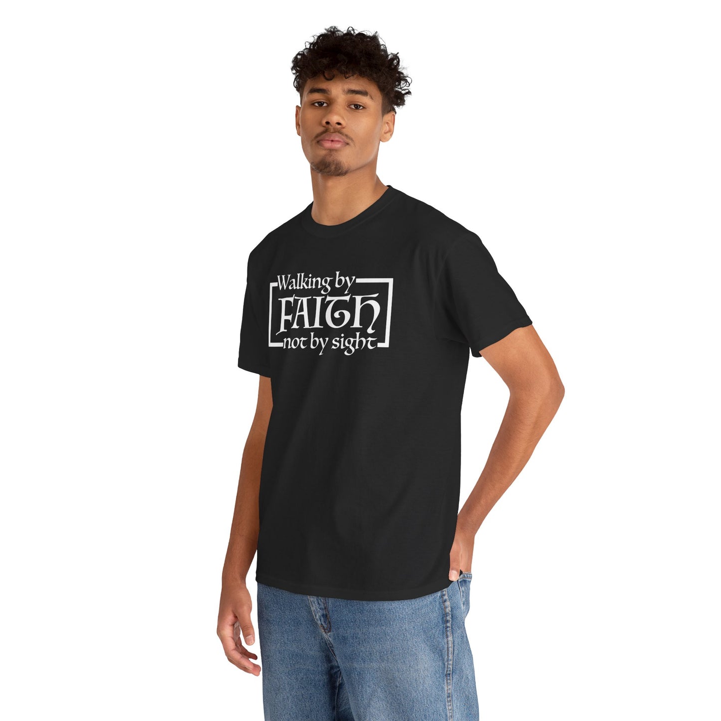 “The Inspire Wear” Unisex Heavy Cotton Tee Walking by Faith”