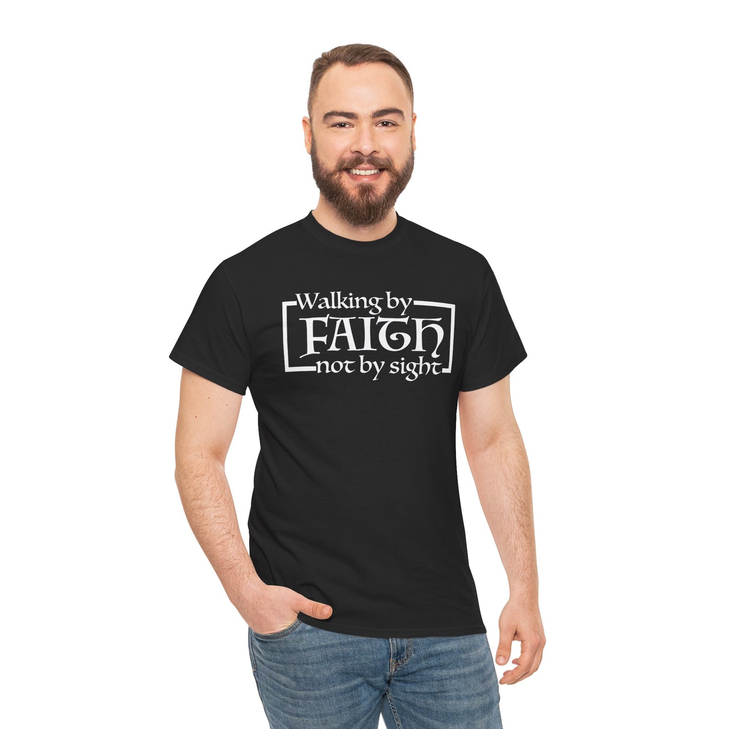 “The Inspire Wear” Unisex Heavy Cotton Tee Walking by Faith”