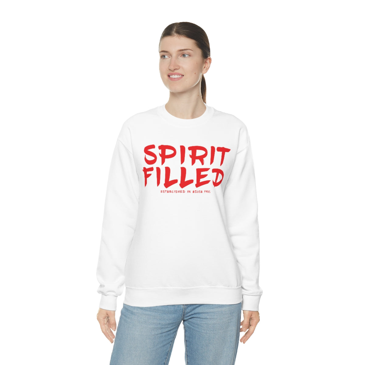 "The Inspire Wear" Crewneck Sweatshirt Spirit Filled "White"