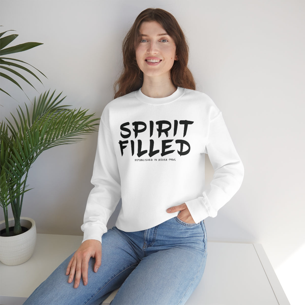 "The Inspire Wear" Crewneck Sweatshirt Spirit Filled "White" Variant