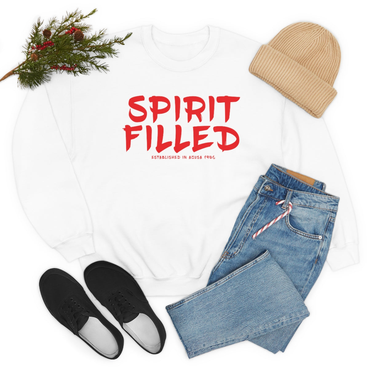 "The Inspire Wear" Crewneck Sweatshirt Spirit Filled "White"