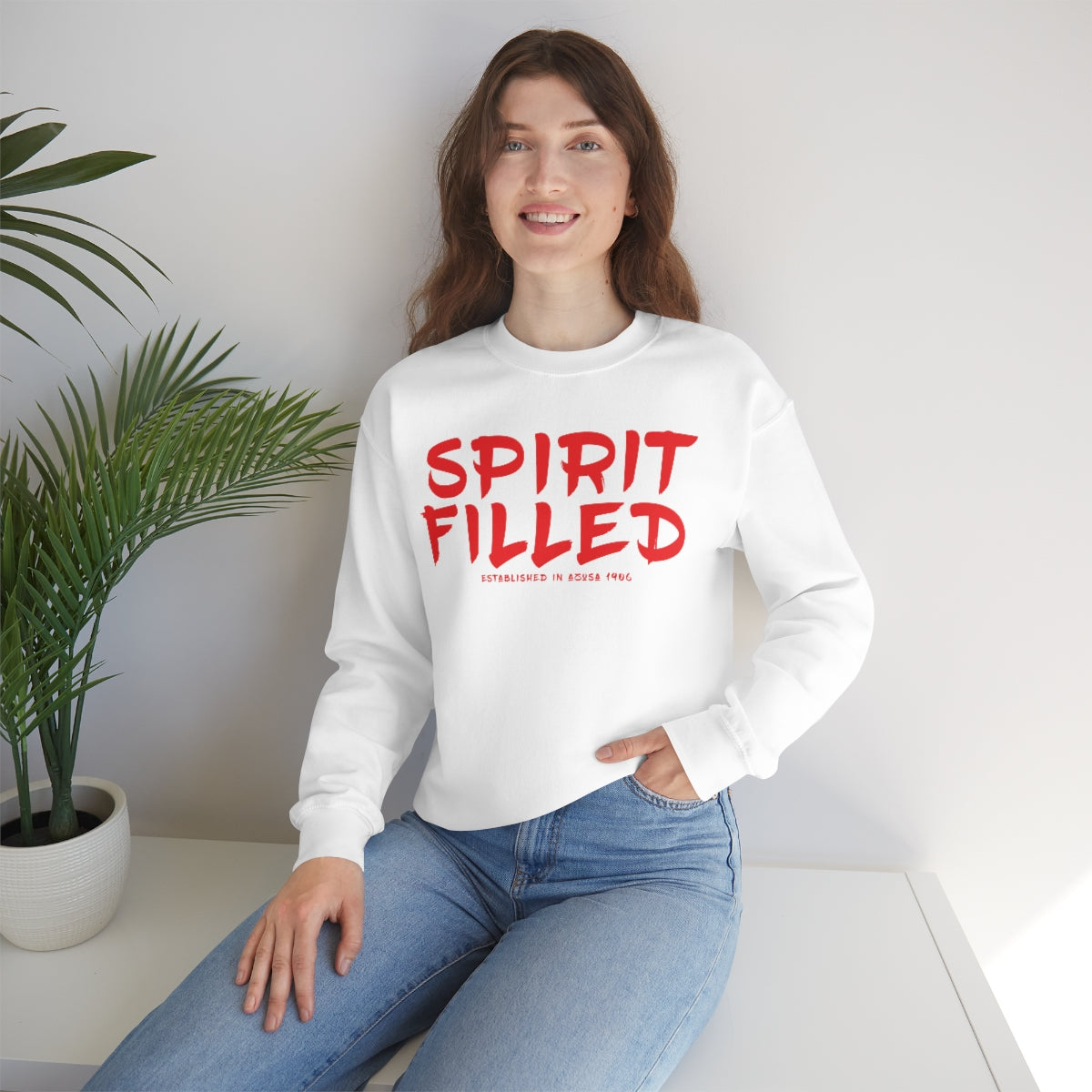 "The Inspire Wear" Crewneck Sweatshirt Spirit Filled "White"