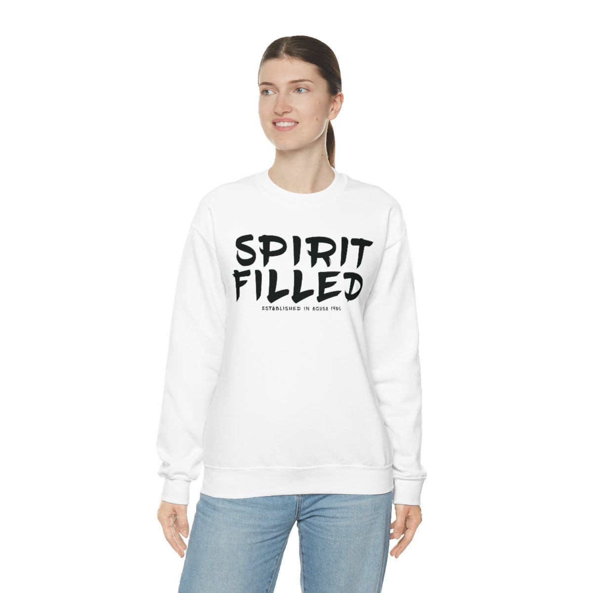 "The Inspire Wear" Crewneck Sweatshirt Spirit Filled "White" Variant