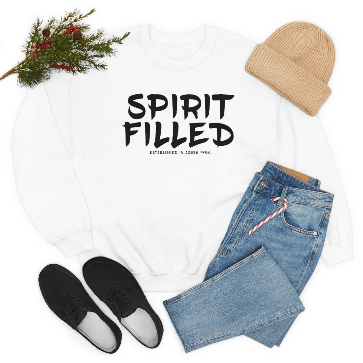 "The Inspire Wear" Crewneck Sweatshirt Spirit Filled "White" Variant