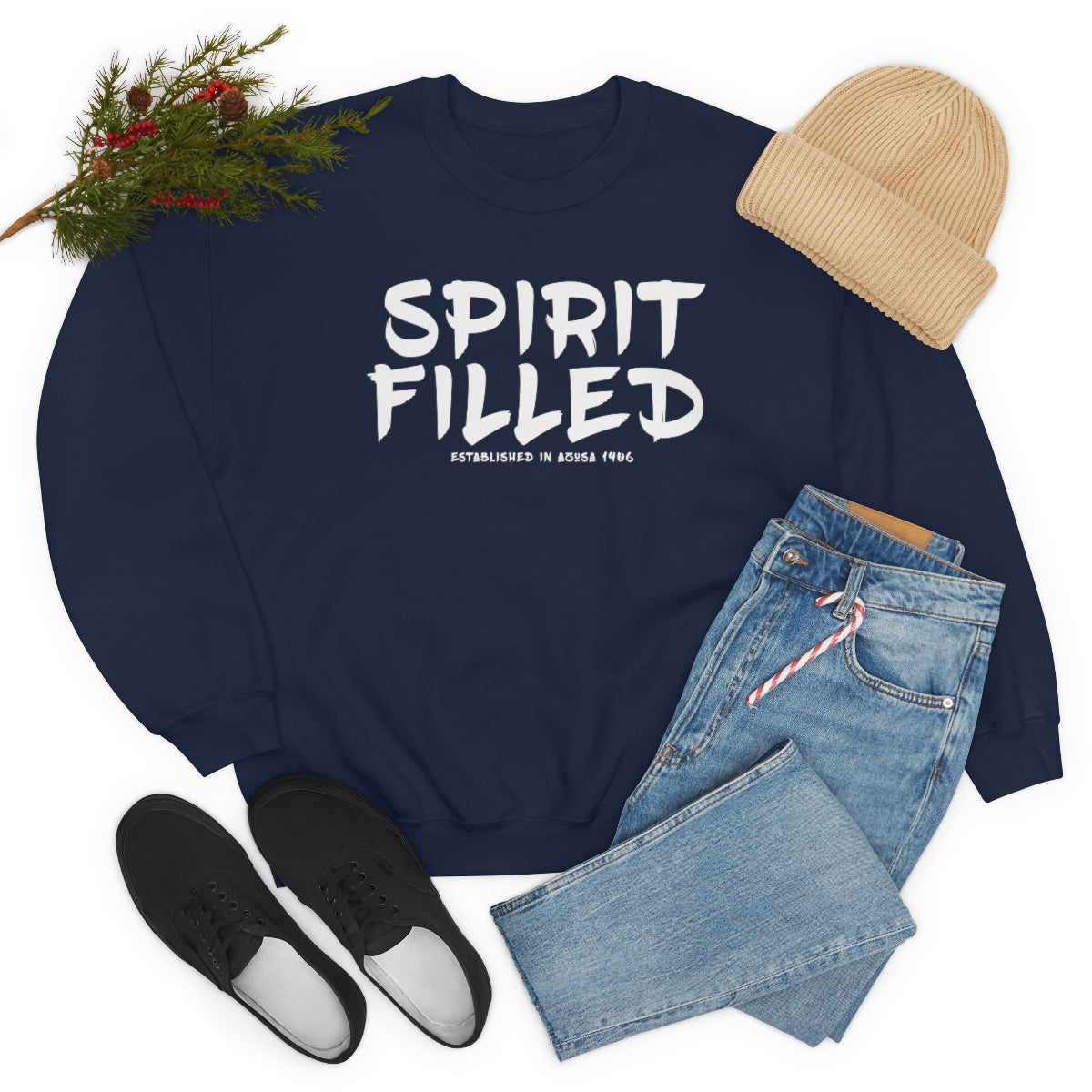 "The Inspire Wear" Crewneck Sweatshirt Spirit Filled "Navy"