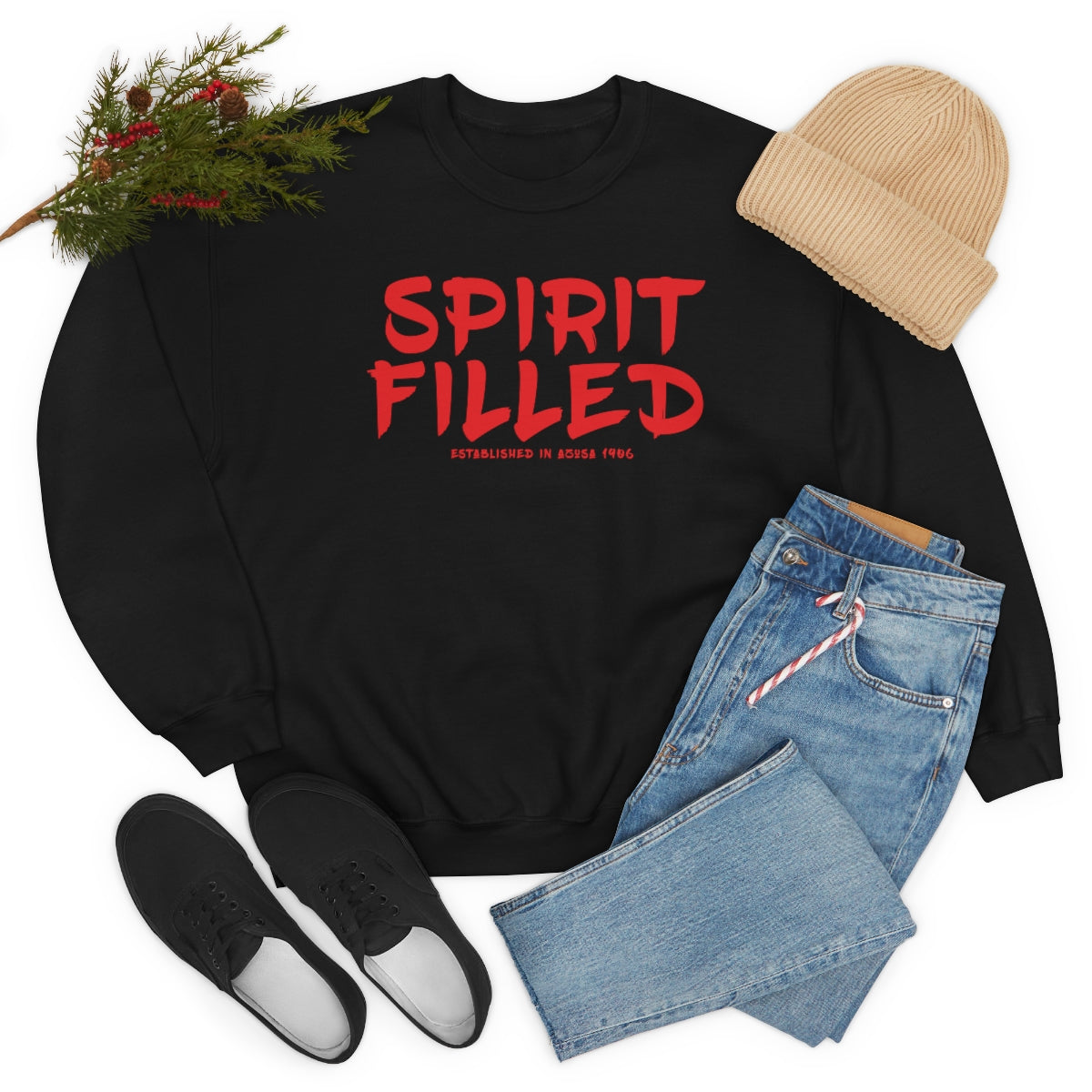 "The Inspire Wear" Crewneck Sweatshirt Spirit Filled "Black"