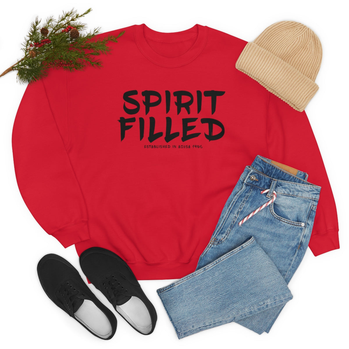 "The Inspire Wear" Crewneck Sweatshirt Spirit Filled "Red"