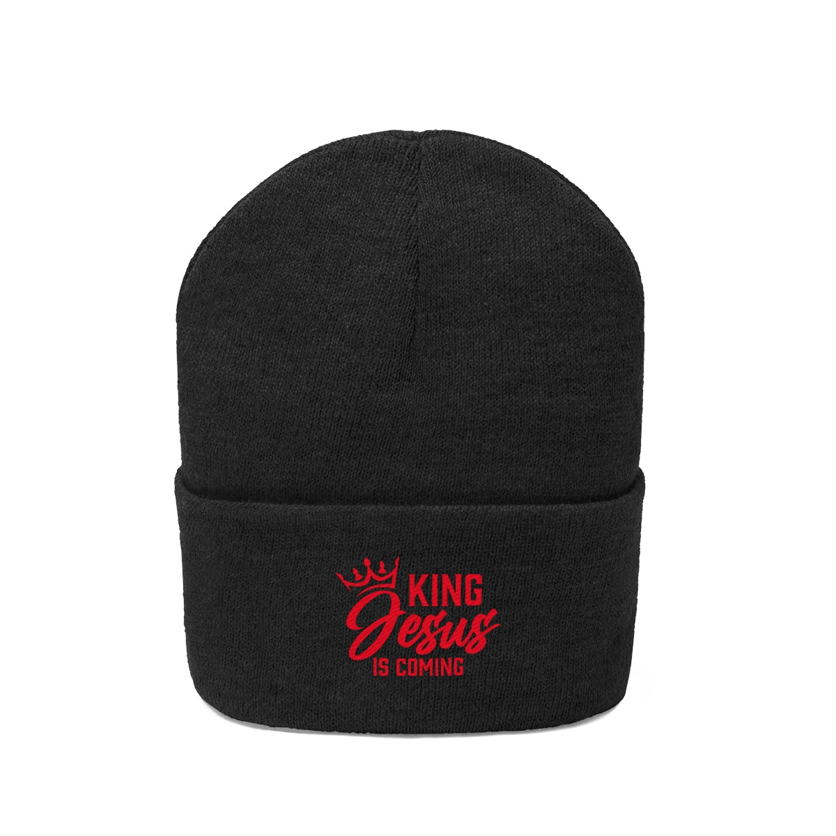 "The Inspire Wear" Knit Beanie King Jesus is Coming "Black"